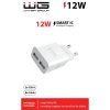 Smart IC 2x USB-A 12W Wall Charger - white