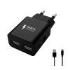 Smart IC 2x USB-A 12W Wall Charger + USB-C Cable - black