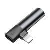 Mini adapter 2v1 Lightning x Lightning a Jack 3.5mm - černý