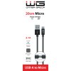 Datový kabel USB-A x Micro USB 0,2m 2.1A - černý