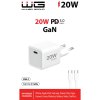 Ładowarka sieciowa GaN 1x USB-C 20W + kabel USB-C - biała
