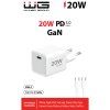 Wall Charger GaN 1x USB-C 20W + USB-C Cable - white