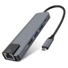 Adapter USB-C x HDMI/3x USB/LAN port - szary