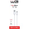 Kabel do transmisji danych USB-A x Micro USB 1m 2.1A - biały