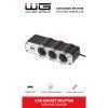 Car Splitter with Cable, 3x 12V + USB-A - black