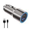 Car Charger 2x USB 38W + Lightning Cable - silver