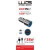 Car Charger 2x USB 38W + Lightning Cable - silver