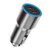 Ładowarka samochodowa 2xUSB 60W (2xUSB-C PD 30W) (Srebrna)