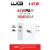 Ładowarka sieciowa 2x USB 45W - biała