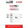Wall Charger 2x USB 45W - white