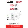 Ładowarka sieciowa GaN 3x USB 65W - biała