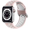 Náhradní silikonový řemínek pro Apple iWatch 38/40/41/42 mm (Růžovo-bílý)