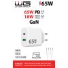 Síťová nabíječka GaN 2x USB 65W + kabel USB-C - bílá