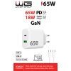 Wall Charger GaN 2x USB 65W + USB-C Cable - white