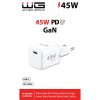 Síťová nabíječka GaN 1x USB-C 45W - bílá