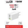 Síťová nabíječka GaN 3x USB 100W - bílá