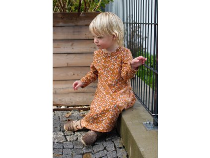 organic jersey girl dress brown flowers 2