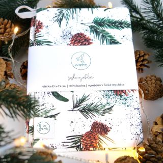 Skladem mám pro vás také bavlněné kuchyňské utěrky v motivu šišek a jehličí. Každoročně vás tento motiv baví nejvíce, tak...