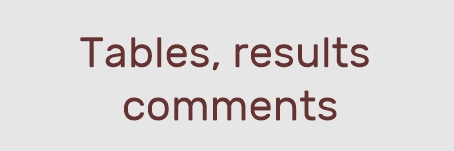 Tables, results, comments