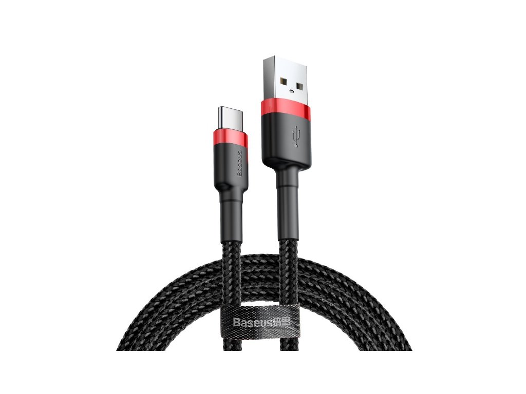 Baseus nabíjecí a datový kabel USB /Type-C 3A / Red + Black / 1M / CATKLF-B91