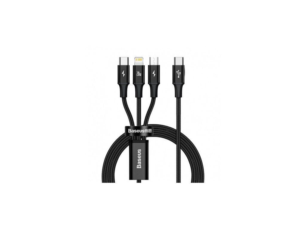 1632 baseus multifunkcni nabijeci a datovy kabel 3v1 type c micro lightning type c delka 1 5m black