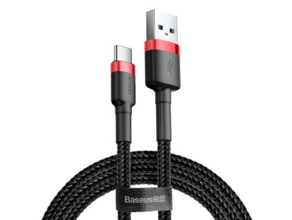 Baseus nabíjecí a datový kabel USB /Type-C 3A / Red + Black / 1M / CATKLF-B91