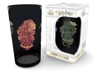 harry potter large glass 400ml animals crest box x2