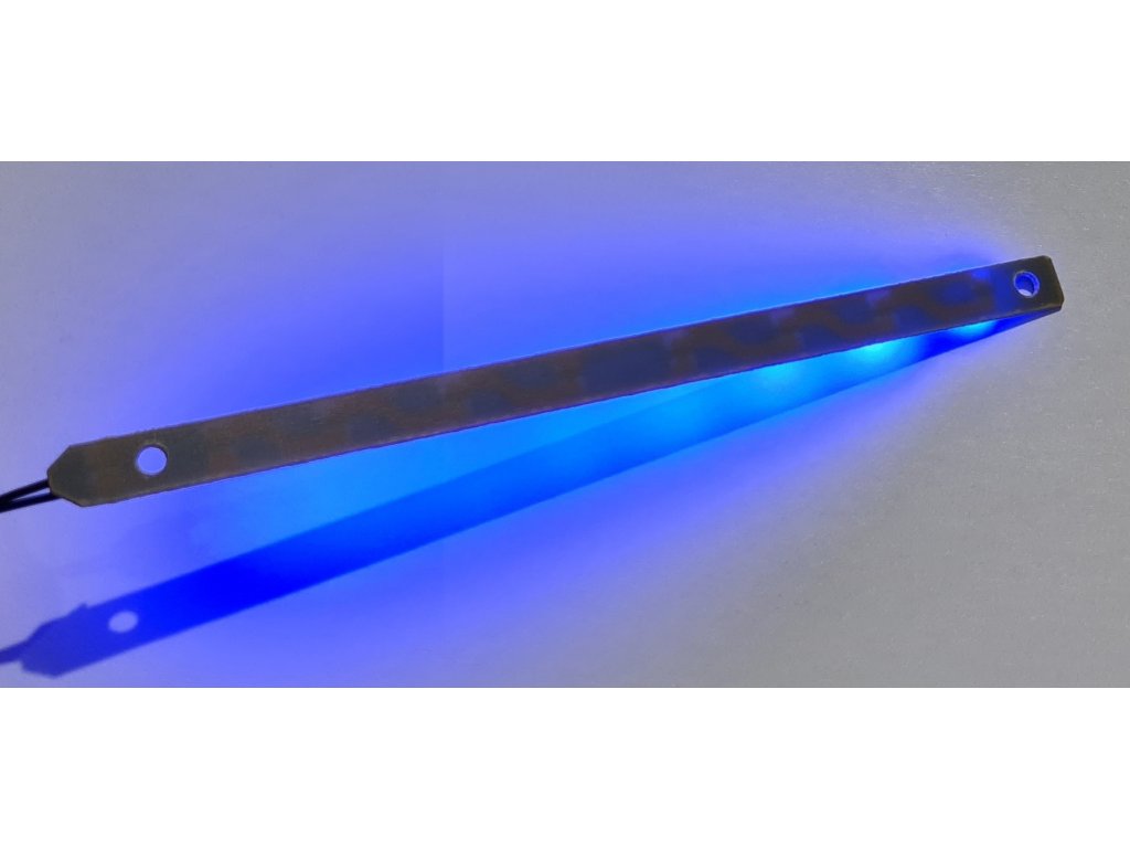Led lišta modrá - 125 mm  12V přívodní kabel s konektorem