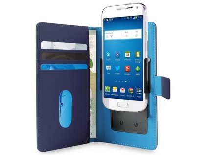 Pouzdro Puro flipové s nastavitelnými konzolami a přihrádkou na karty 4,7'' L modré