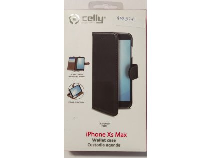Celly pouzdro Wally s funkcí stojánku pro iPhone Xs Max, černá
