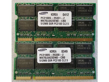 Ram do NTB Samsung 1GB DDR M470L6423EN0-CB0 (2x 512 MB) 266Mhz CL2.5