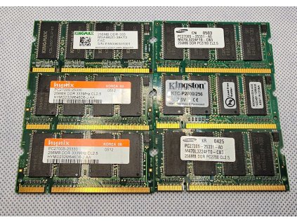 Paměť do NTB 6 x DDR 256 MB 333Mhz CL2,5 Mix značek