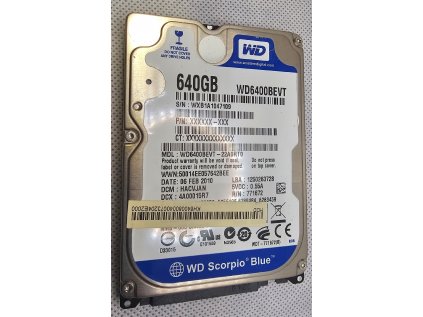 HDD do NTB WDC WD6400BEVT 640GB , SATA II, 5400 RPM