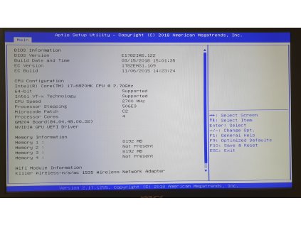 Základní deska MS-17821 s i7-6820HK z MSI GT72S 6QE Dominator Pro G
