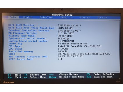 Základní deska NM-A052 s Intel i5 4210U z Lenovo ThinkPad T440s