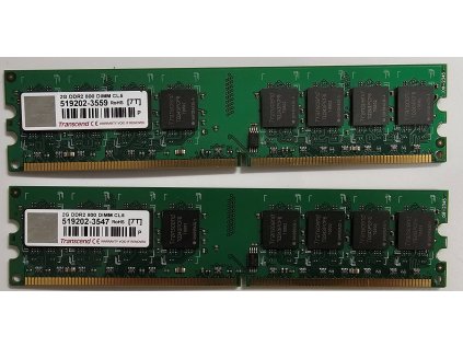 Paměť RAM do PC Transcend 4GB - 2x 2GB 800Mhz CL5
