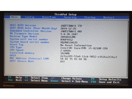 Základní deska 48.4LG04.021 z Lenovo ThinkPad L440 - zaheslovaný bios