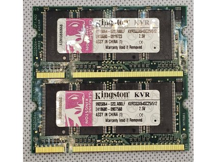 Paměť RAM do NB DDR Kingston 2 x 512MB 333Mhz- KVR333X64SC25/512