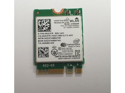 Wifi modul + Bluetooth 3160NGW / 0N2VFR z Dell Inspiron 15 5559