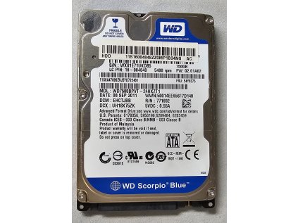 HDD do NB WDC WD7500BPVT, 750GB, 2,5", SATAII, 5400rpm, 8MB