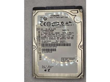 HDD do PC Hitachi TravelStar 5K500.B 250GB, 2,5", 5400rpm, 8MB, SATAII