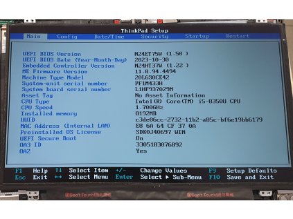Základní deska ET480 NM-B501 s Intel i5-8350U z Lenovo ThinkPad T480