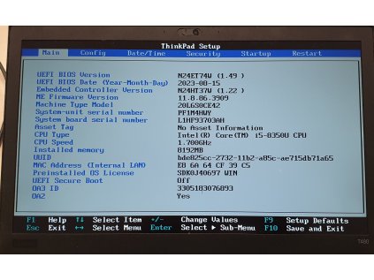 Základní deska 2 NM-B501 s Intel i5-8350U z Lenovo ThinkPad T480