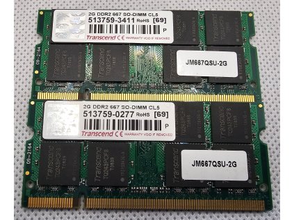 Paměť RAM do NB Transcend 4GB DDR2 2 x 2GB 667 Mhz CL5 - JM677QSU-2G