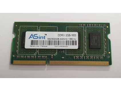 Paměť RAM do NB Asint SSZ302G08-GGNHC 1350 HJ 2GB 1600Mhz DDR3 PC3