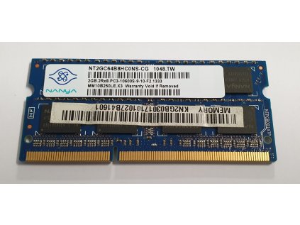 Paměť RAM do NB Nanya NT2GC64B8HC0NS-CG 2GB 1333Mhz DDR3