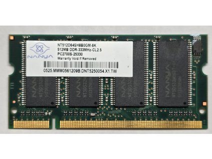 Paměť RAM do NB NT512D64SH8B0GM-6K 512MB DDR-333Mhz cl 2.5 NANYA