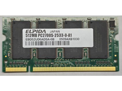 Paměť RAM do NB ELPIDA 512MB PC2700S-2533-0-A1 EBD52UD6ADSA-6B