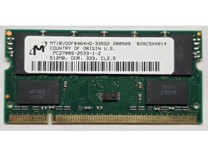 Paměť RAM do NB Micron 512MB, DDR, 333, CL2,5 MT16VDDF6464HG