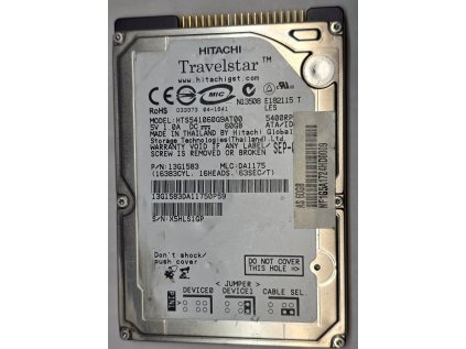 HDD do NB HITACHI Travelstar 5K100 60GB, HTS541060G9AT00 - PATA 2,5"
